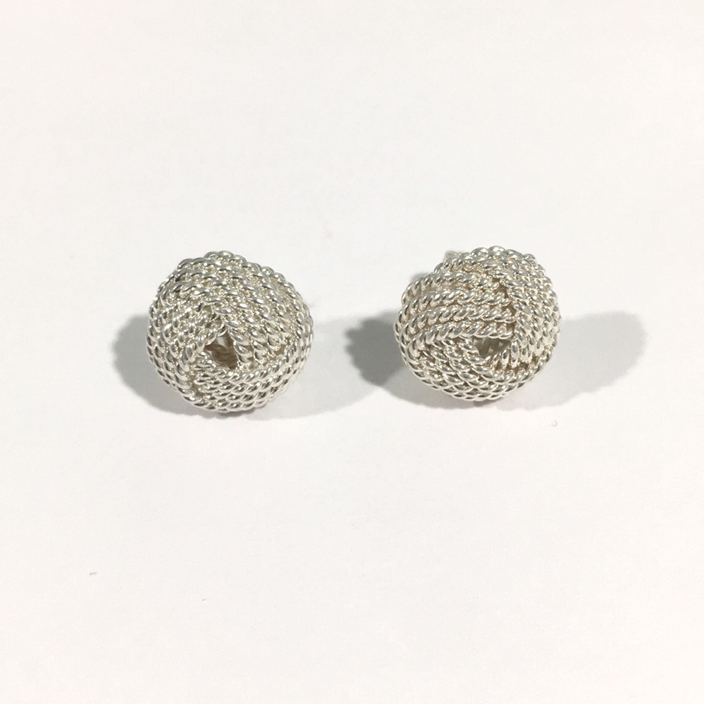 Sterling Silver Knot Earring Studs With Push Backs
